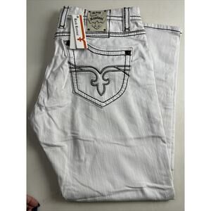 ROCK REVIVAL Mens Jeans White Denim ANDRE STRAIGHT Size 44 x 34 READ